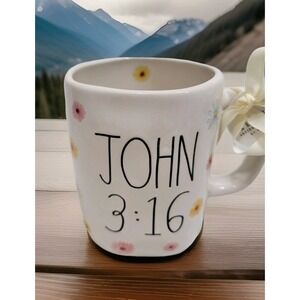 Rae‎ Dunn NEW 2025 RELEASE JOHN 3:16 Bible Verse All over Florals Coffee Mug